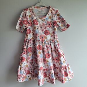 RuffleButts Toddler Girls 4T Wildflowers Knit Short Sleeve Ruffle Dress